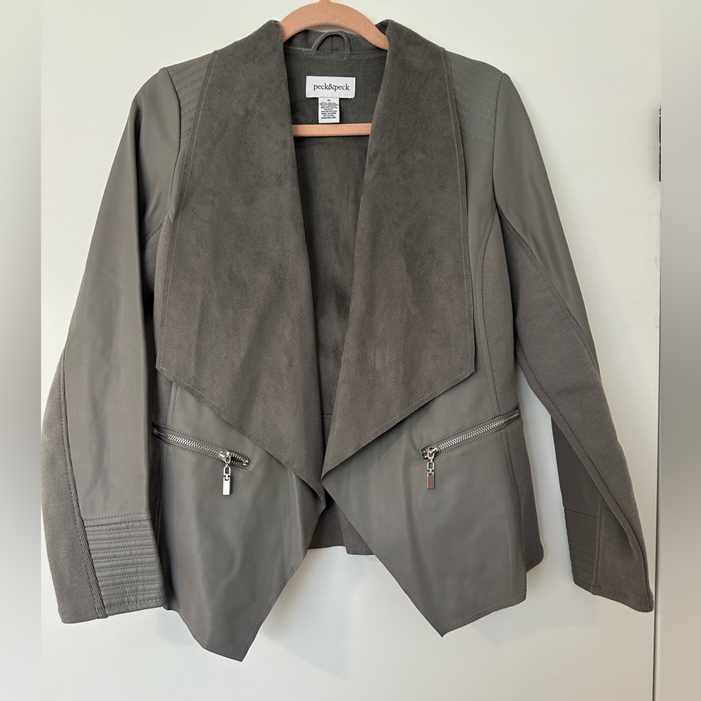 Peck & Peck Women's Gray Leather Jacket